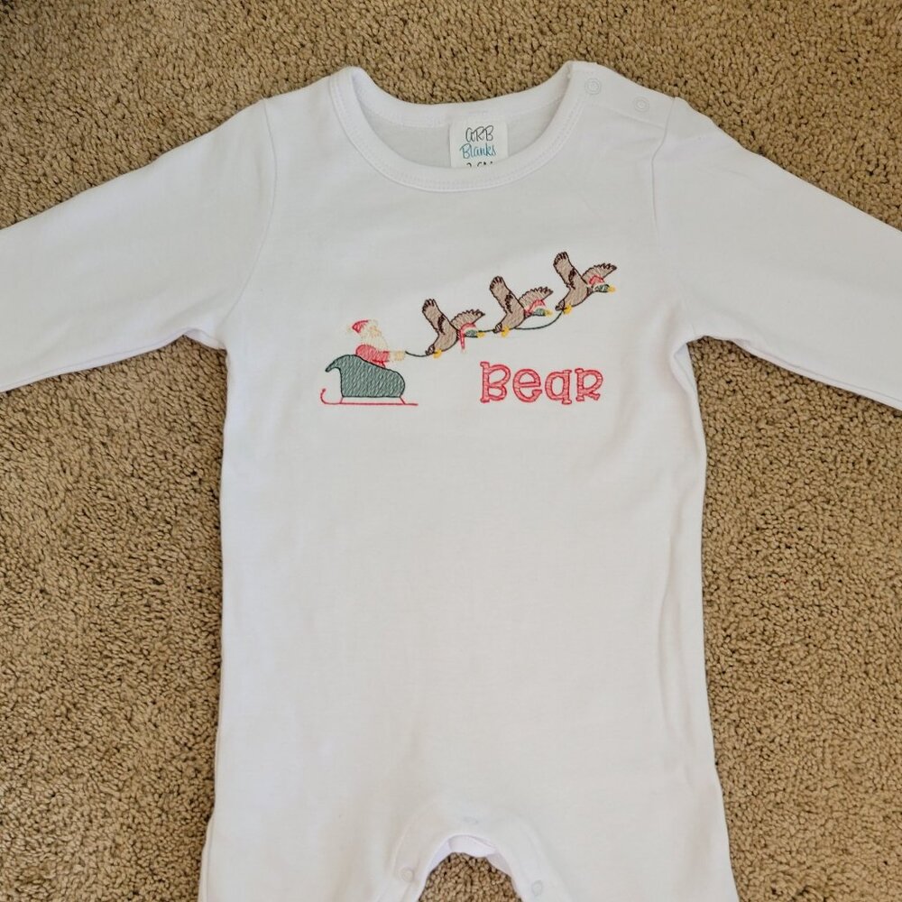 "BEAR" Duck Sleigh Christmas Footie